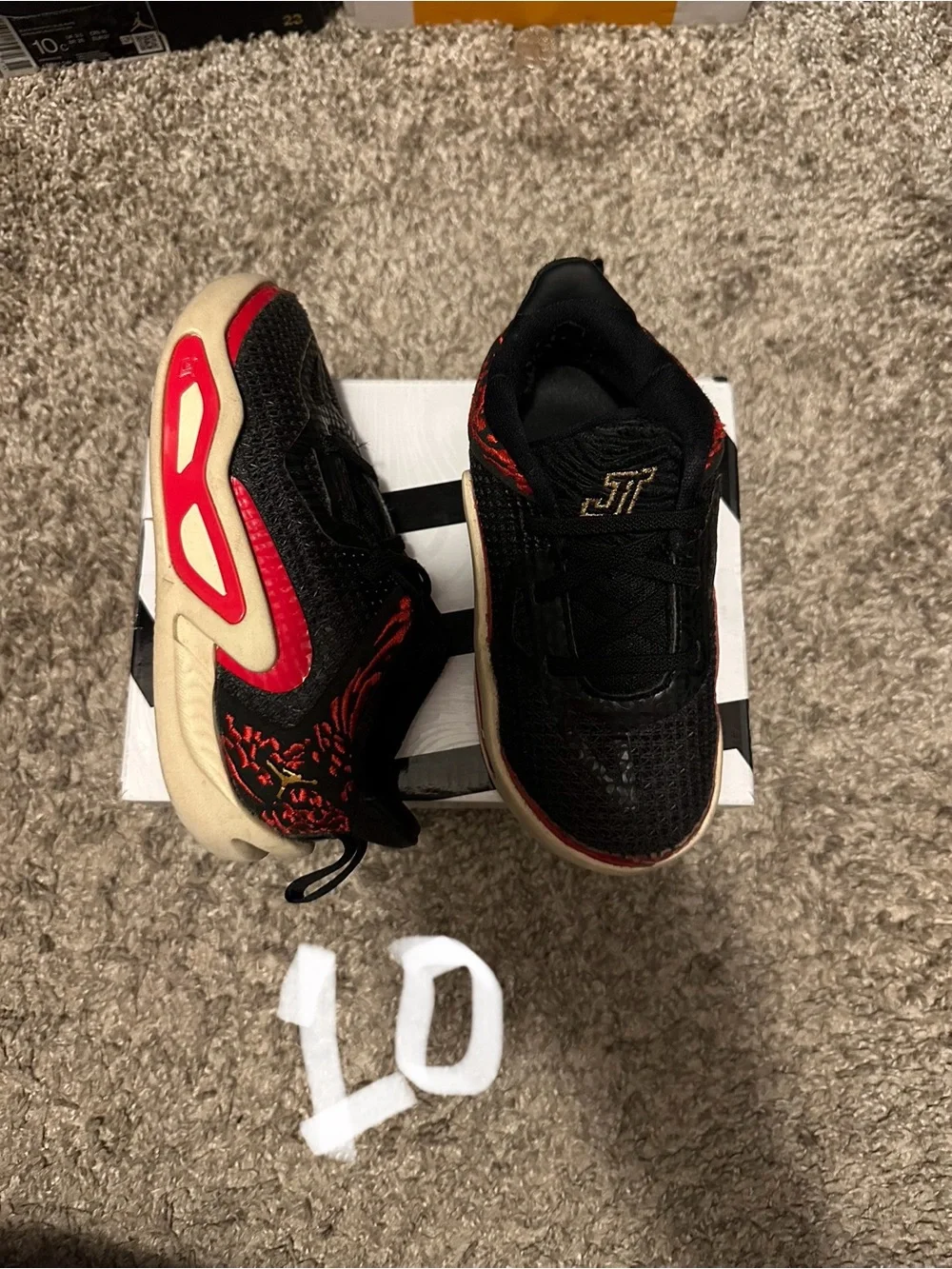 Jordan Kids Black and Red Low-Top Sneakers
